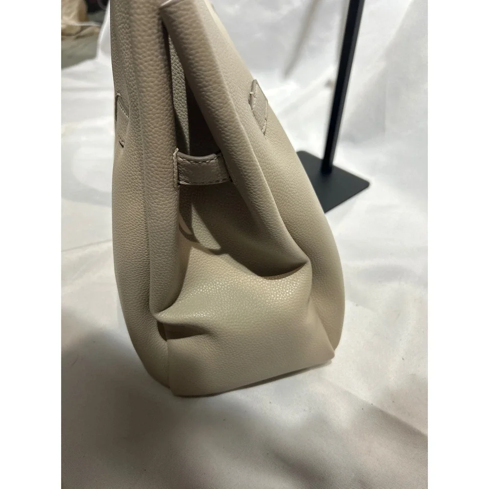 DKNY Beige Pebbled Leather Tote Bag Silver Hardware NWT